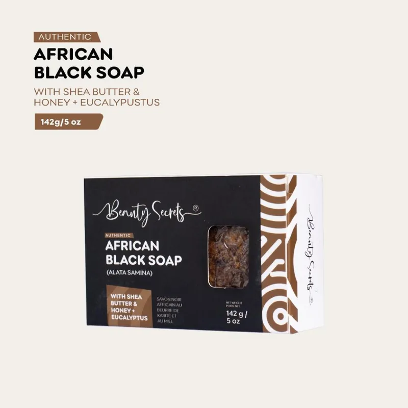 Beauty Secrets Black Tablet Soap with shea butter - honey eucalyptus